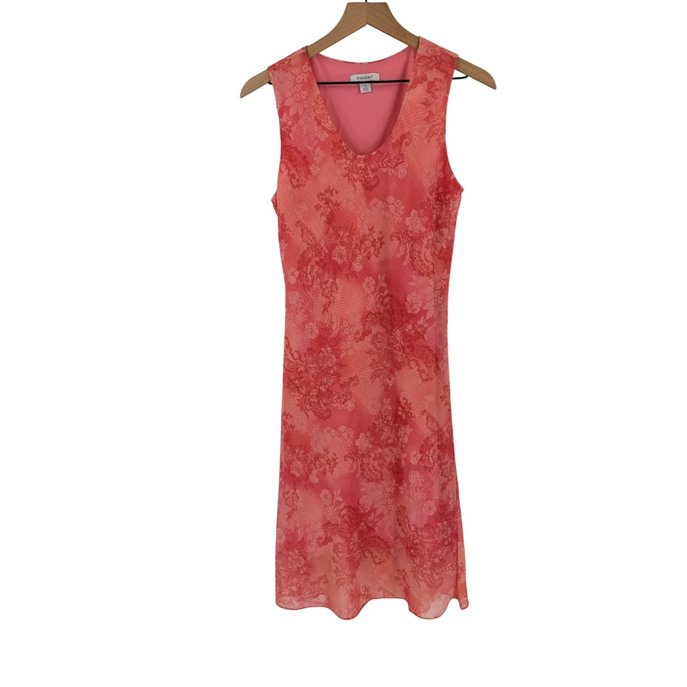 Dressbarn Floral Midi Dress Pink 6 Y2K Vintage Coquette Fairycore Bias Cut